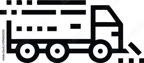 Heavy duty snow plowing truck clearing a road surface with its blade