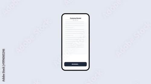 Smartphone interface displaying customs permit document being reviewed and marked as approved with green stamp