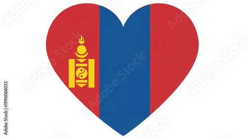 Heart Shaped Mongolian Flag Symbol Representing National Pride and Culture.