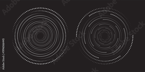 Halftone circular dotted frame set. Circle dots isolated on white background. Logo design element for medical, care, cosmetics. Round the border using halftone circle dots arts