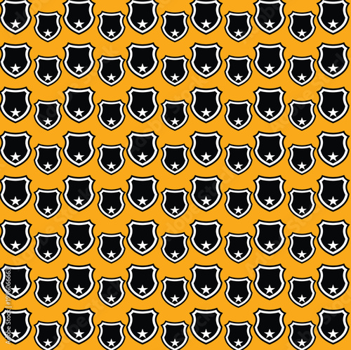 Seamless Pattern of Police Badges.