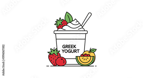 Greek Yogurt with Fruit Line dynamic abstract creative vector
