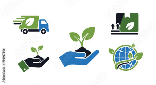 Green Logistics Line art simple color pattern vector