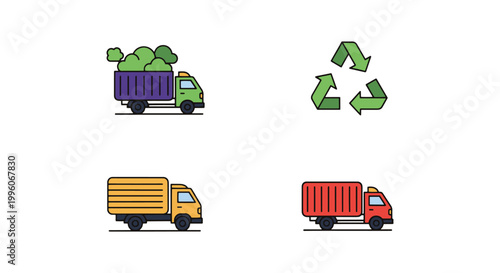 Green Logistics Line art minimal abstract colorful shapes vector
