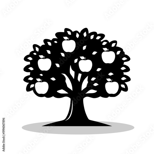 Apple tree icon with shadow