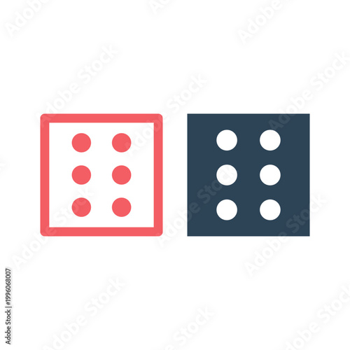 Dice cube icons set, casino game.