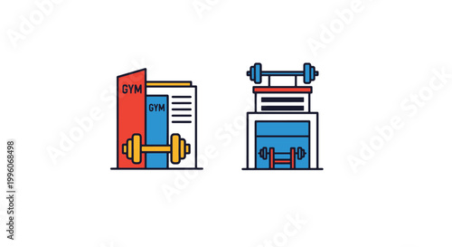 Gym Building Icon Line art vivid abstract artistic vector