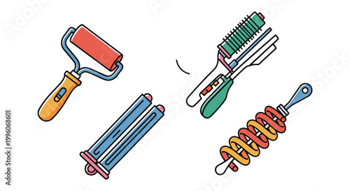 Hair Curlers Line art vector abstract modern creative illustration