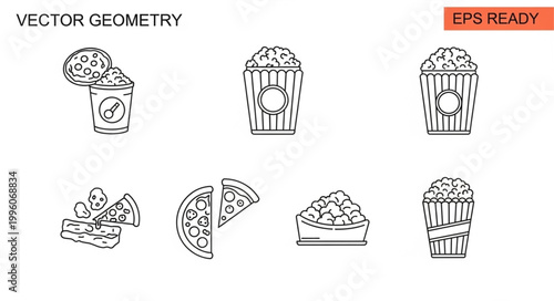 Vector geometry food icons set.
