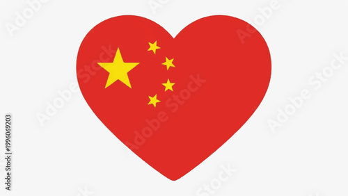 Heart Shaped Chinese Flag Symbol Expressing Love and National Pride.
