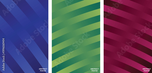 Abstract poster template with blue gradient diagonal stripes, modern graphic design for creative projects.