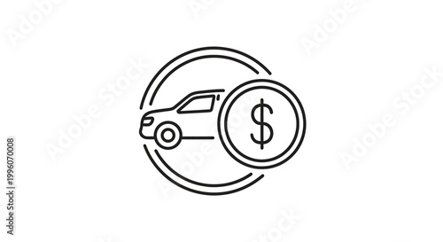 Car Loan Icon: Vehicle Financing, Auto Credit, and Money Symbol