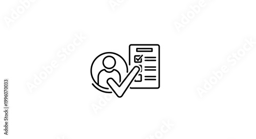 Checklist and Person Icon with Check Mark - Success, Approval, Task Completion Concept