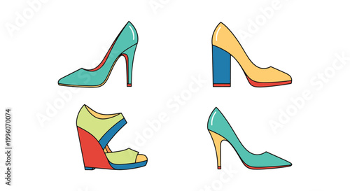 High Heels Line art vector modern abstract colorful