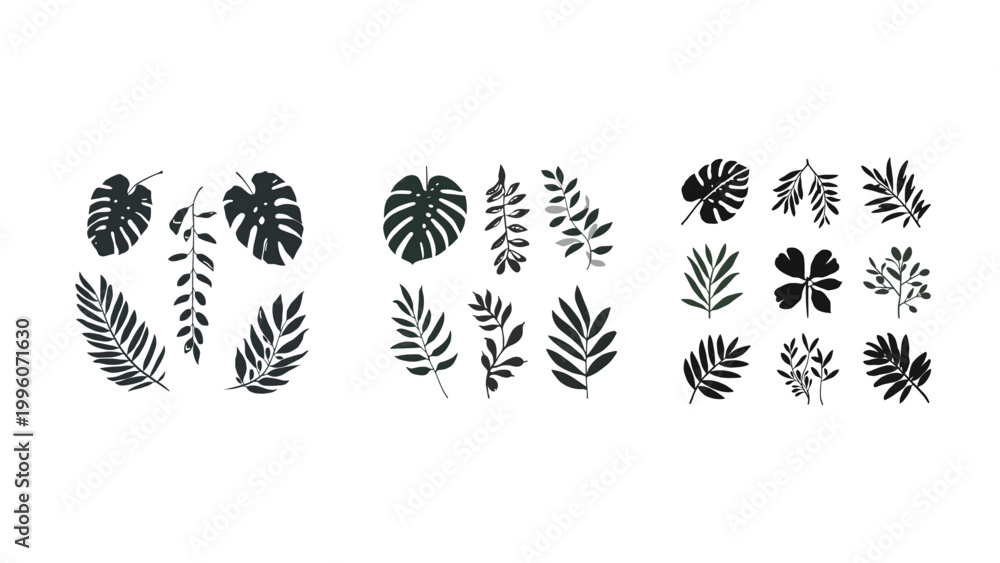 Obraz premium set of plants silhouettes