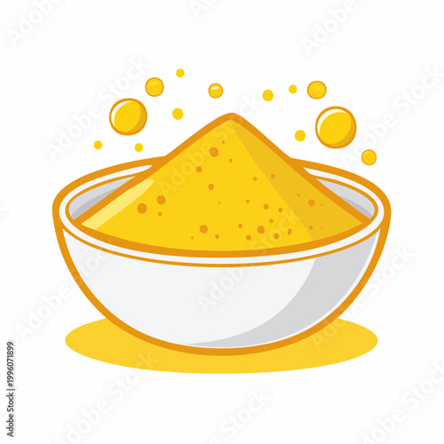 Bowl of Yellow Powder with Bubbles