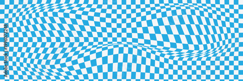 Hand drawn checkerboard background. white checker pattern with blue sea motif for a funky table decor and retro wallpaper bg. Vector illustration . EPS 10 .