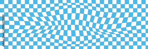 Hand drawn checkerboard background. white checker pattern with blue sea motif for a funky table decor and retro wallpaper bg. Vector illustration . EPS 10 .