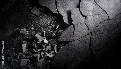 blackened wall after explosion with cracked concrete and burnt surface symbol of building damage destruction war aftermath emergency disaster and ruined architecture