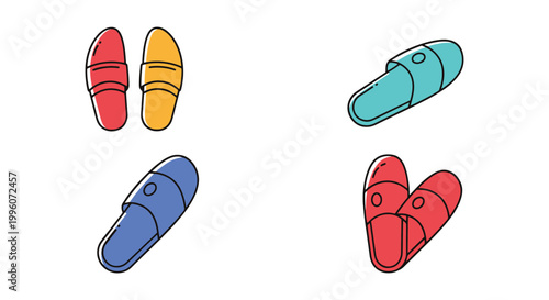 Hotel Slippers Line art vector abstract colorful shapes