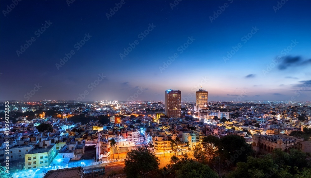 Fototapeta premium a breathtaking panoramic night view of hyderabad showcasing its modern skyline and historic landmarks glowing in city lights