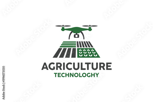 Smart Agriculture Technology Drone and Field Logo