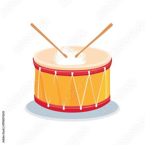 Cartoon Drum with Drumsticks