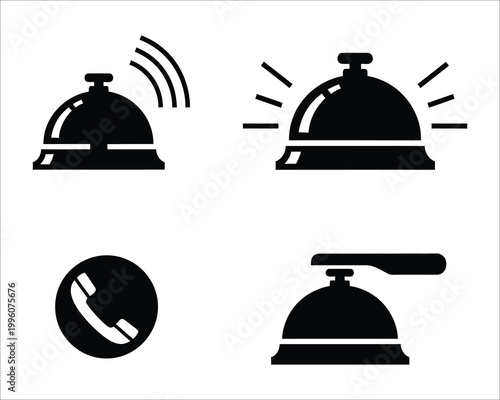 Hotel service icons bell reception and room service call buttons