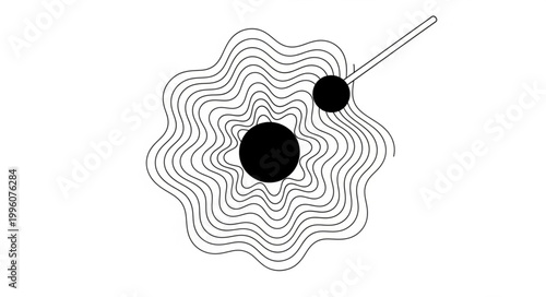 Abstract representation of a cell with nucleus and organelles.