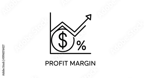 Profit Margin Growth Chart with Dollar Sign and Percentage Icon