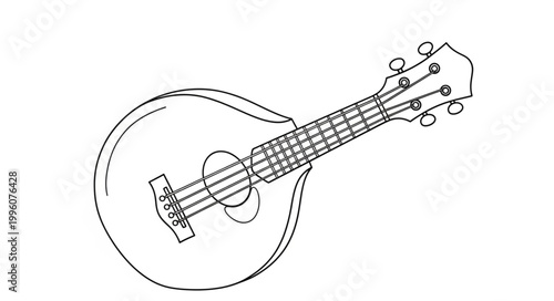 Acoustic Mandolin Stringed Musical Instrument Illustration.
