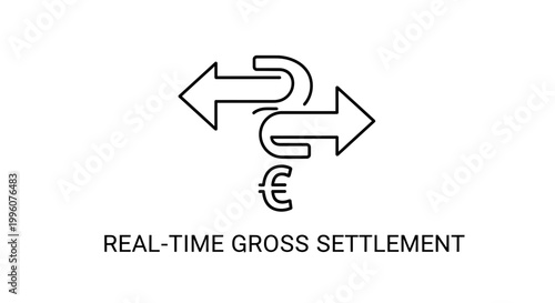 Real-Time Gross Settlement Icon: Euro Currency Exchange Arrows