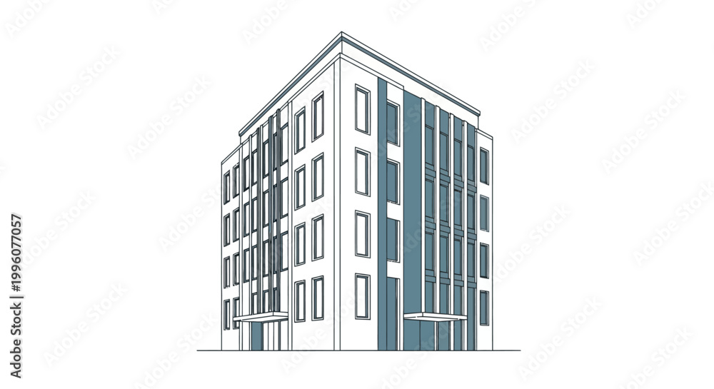 Fototapeta premium Modern Multi Story Urban Building Structure.