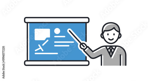 Businessman giving a presentation lecture.