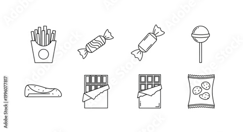 Assorted junk food and snacks.