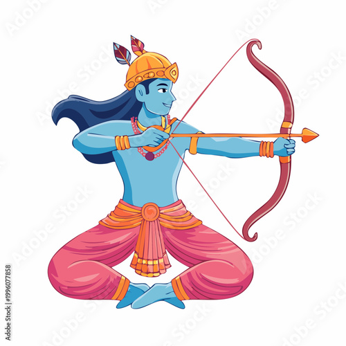 Illustration of Lord Rama aiming a bow and arrow