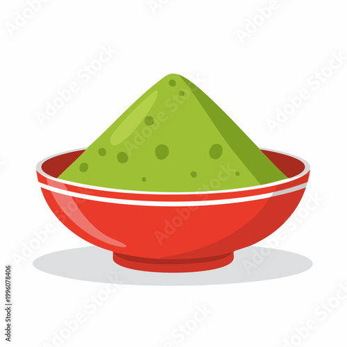 Green Powder in Red Bowl