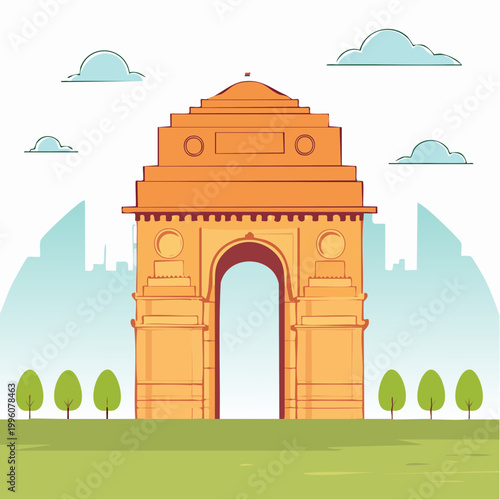 Illustration of India Gate in New Delhi