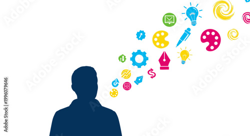 Silhouette of a thinking person.