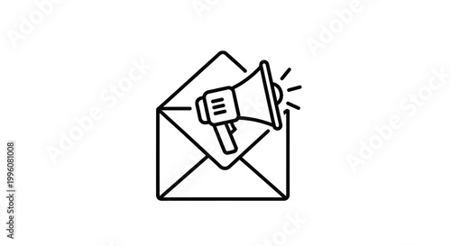 Email Marketing Megaphone Icon: Announcing News and Promotions via Digital Communication