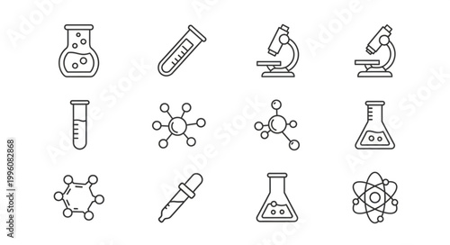 Laboratory Equipment Science Icons Set.