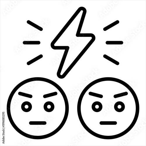 Conflict Single Icon Line Black