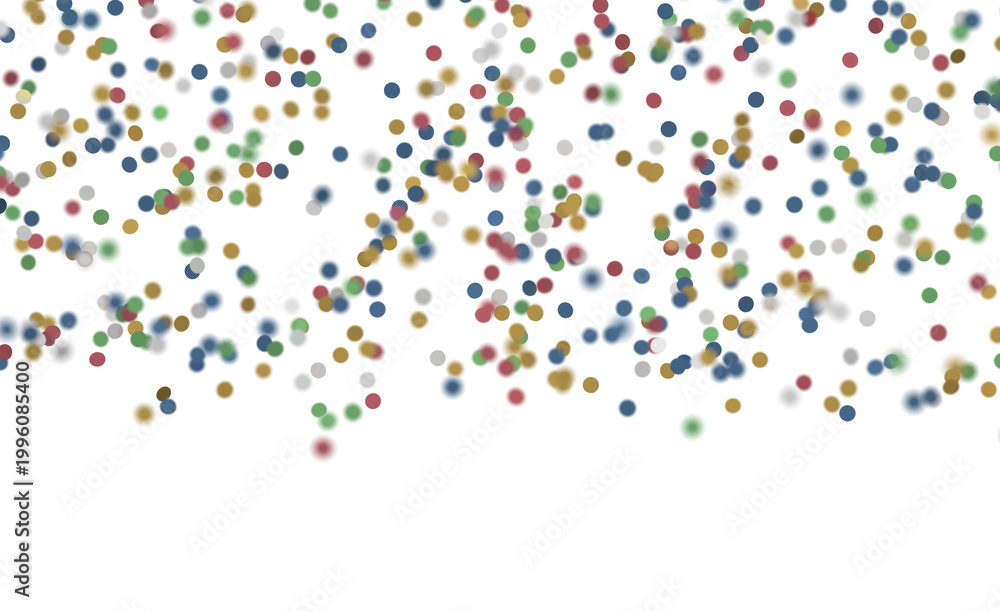 Fototapeta premium Abstract colorful confetti falling on a white background. Perfect for celebration, party, and festive designs. Isolated