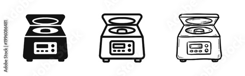 Laboratory centrifuge icons set. Medical lab equipment for blood analysis and scientific research.