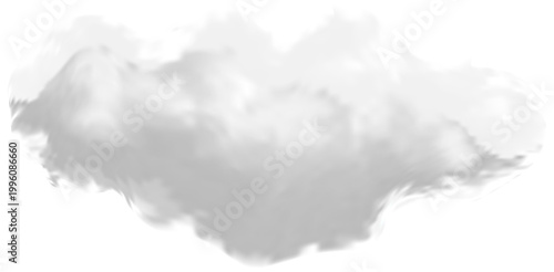 Wispy white cloud isolated on a transparent background, for sky and, meteorological visual projects