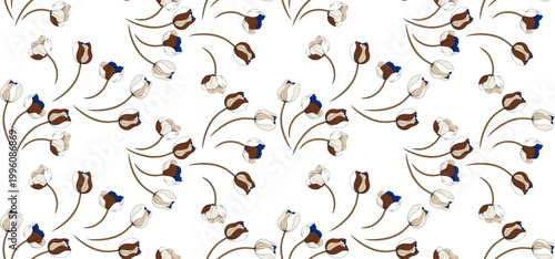 Flower pattern in  vector. Hand draw line tulip pattern background