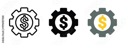 Cost management icon, simple money optimization, expense control symbol. Transparent PNG and vector