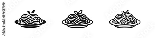 Canvastavla Spaghetti pasta icons set