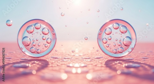 Microscopic view of skin cells with water droplets skincare concept beauty and health.