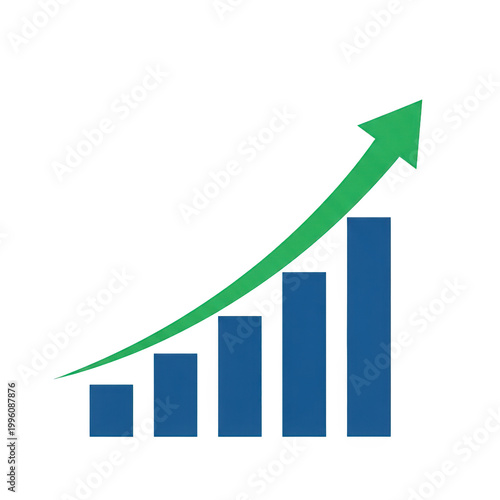 Growth bar chart with upward green arrow isolated on transparent background Free Download Growth bar chart with upward green arrow isolated on transparent background - GFXLoad